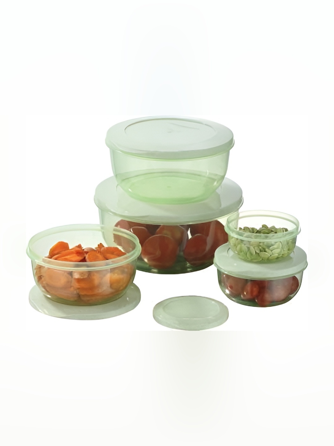 

JIGSHTIAL 5Pcs Green & Transparent Storage Container