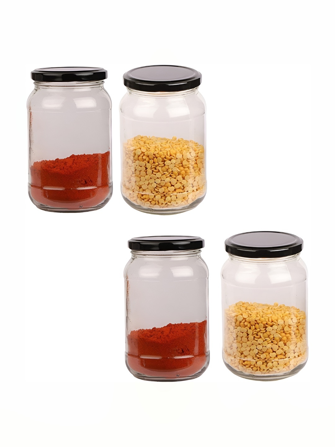 

Tap2kaart 4 Pcs Transparent Glass Fridge Containers-400 ML, Black