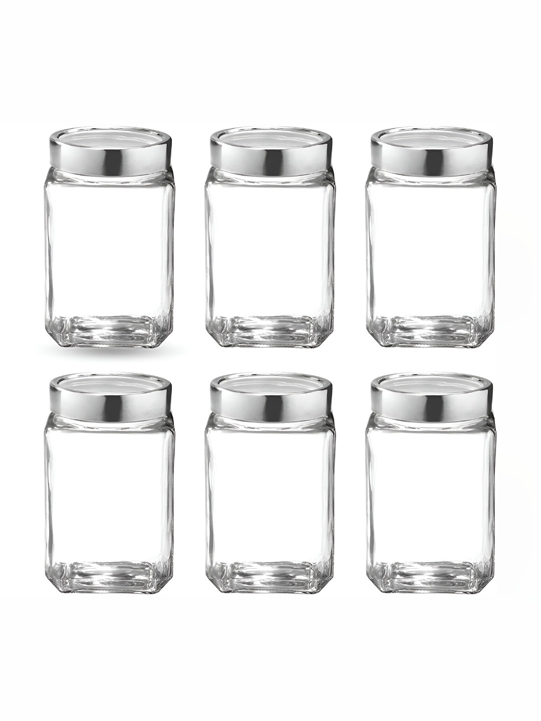 

JIGSHTIAL 6 Pcs Transparent Qube Shape Glass Fridge Containers -1 L Each