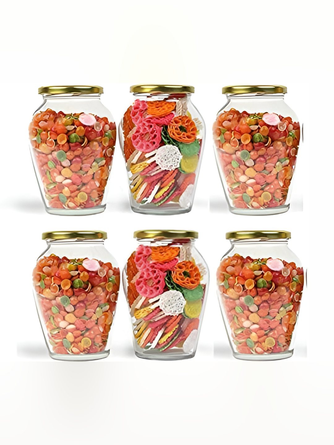 

JIGSHTIAL 6-Pcs Transparent Storage Container, Gold