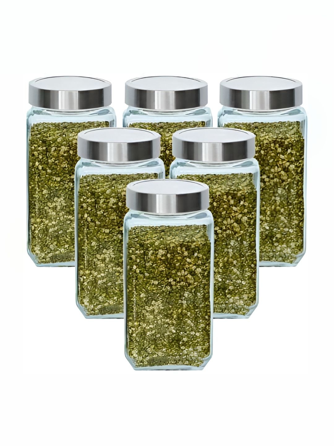 

JIGSHTIAL 6- Pcs Transparent Storage Glass Container