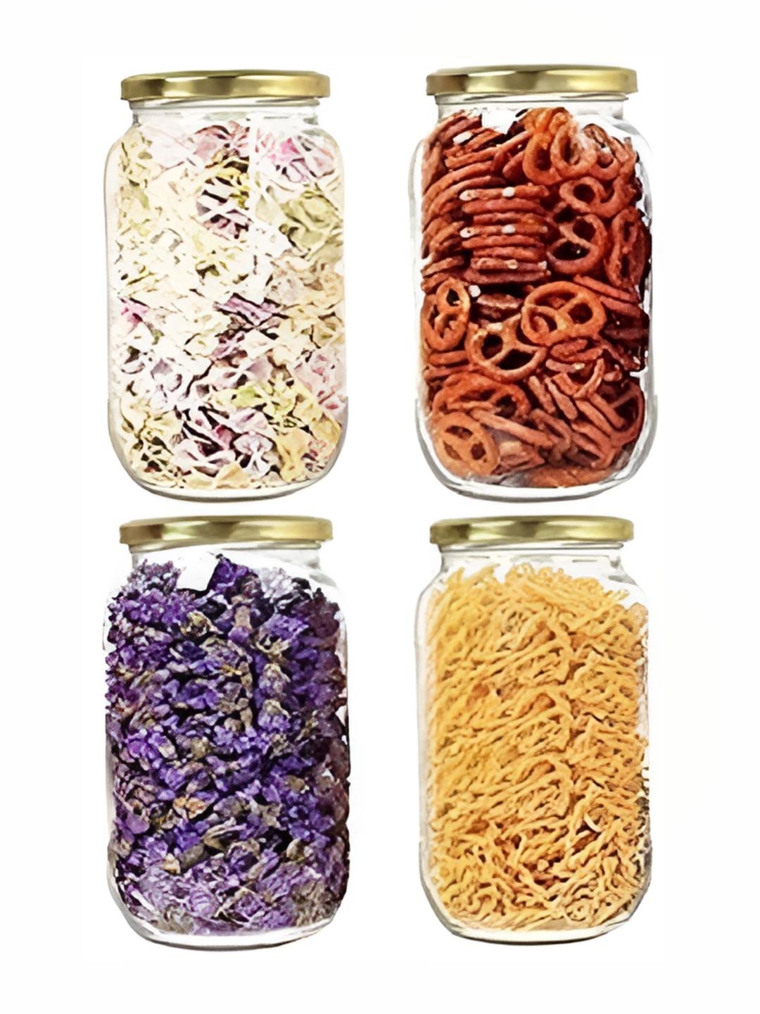 

JIGSHTIAL 4-Pcs Transparent Storage Containers, Gold