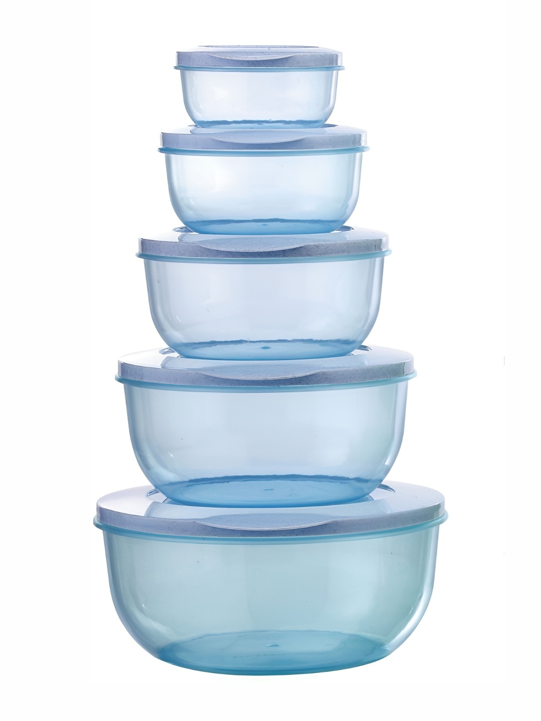 

JIGSHTIAL 5 Pcs Blue Plastic Round Container Set ml