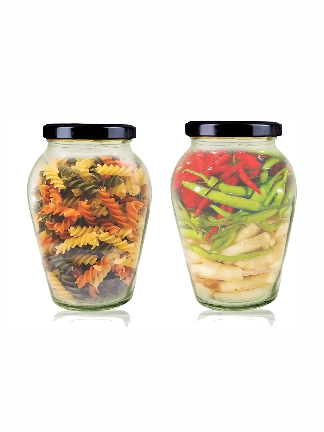 

Tap2kaart 2 Pcs Transparent Glass Fridge Containers--1000 ML, Black