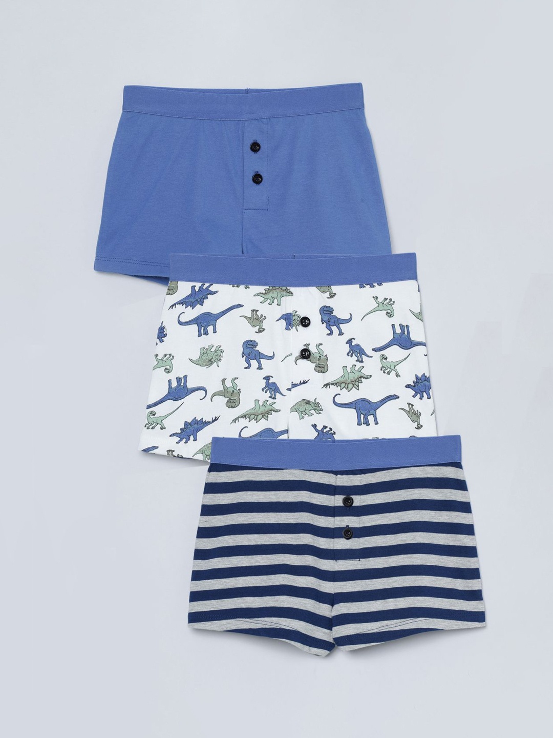 

Charm n Cherish Boys Pack Of 3 Printed Pure Cotton Boxers BWBXO41, Blue