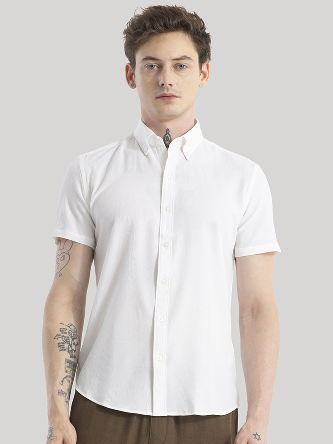 

Snitch Men Standard Slim Fit Opaque Casual Shirt, White