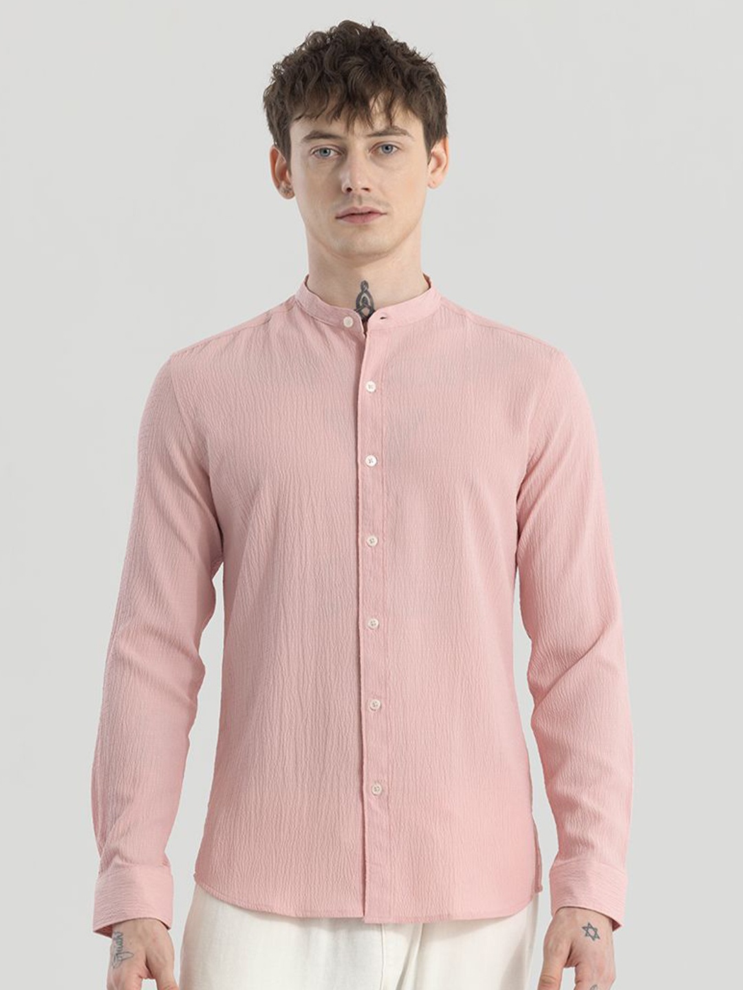 

Snitch Men Standard Slim Fit Opaque Casual Shirt, Peach