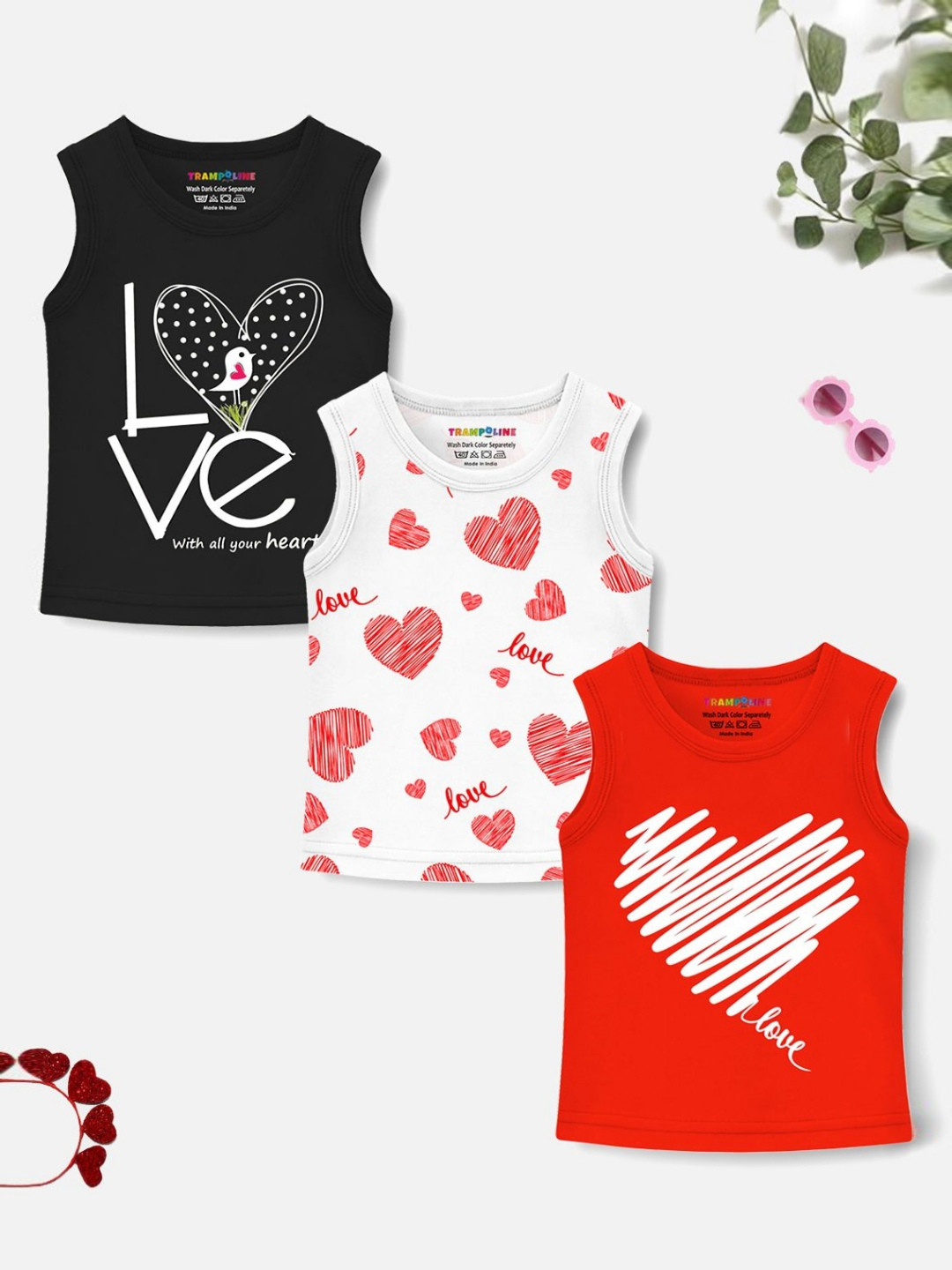 

YK X Trampoline Girls Pack Of 3 Graphic Printed T-shirts, Black