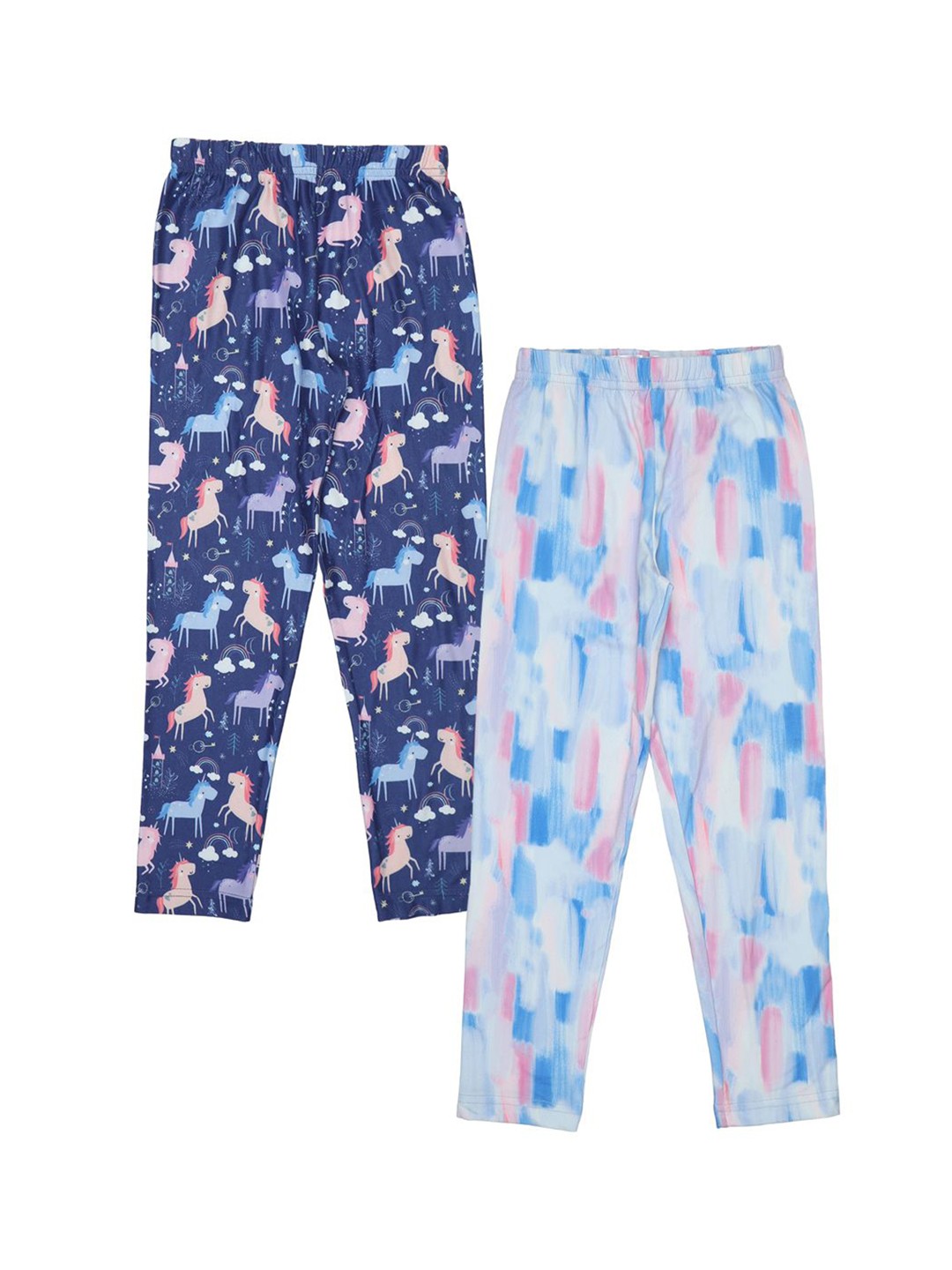 

Doodle Girls Pack of 2 Printed Ankle-Length Leggings, Navy blue
