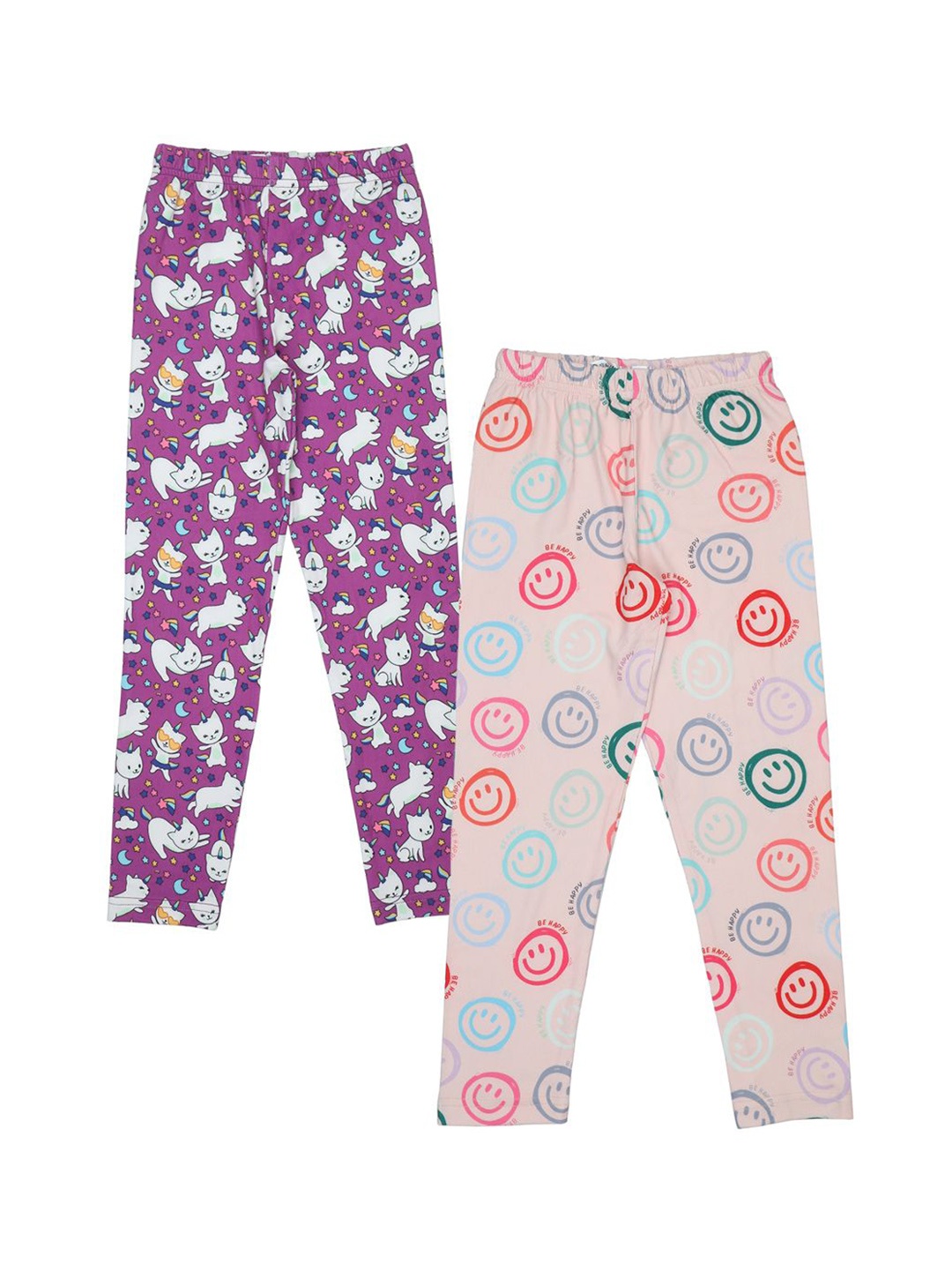 

Doodle Girls Pack Of 2 Printed Ankle-Length Leggings, Peach