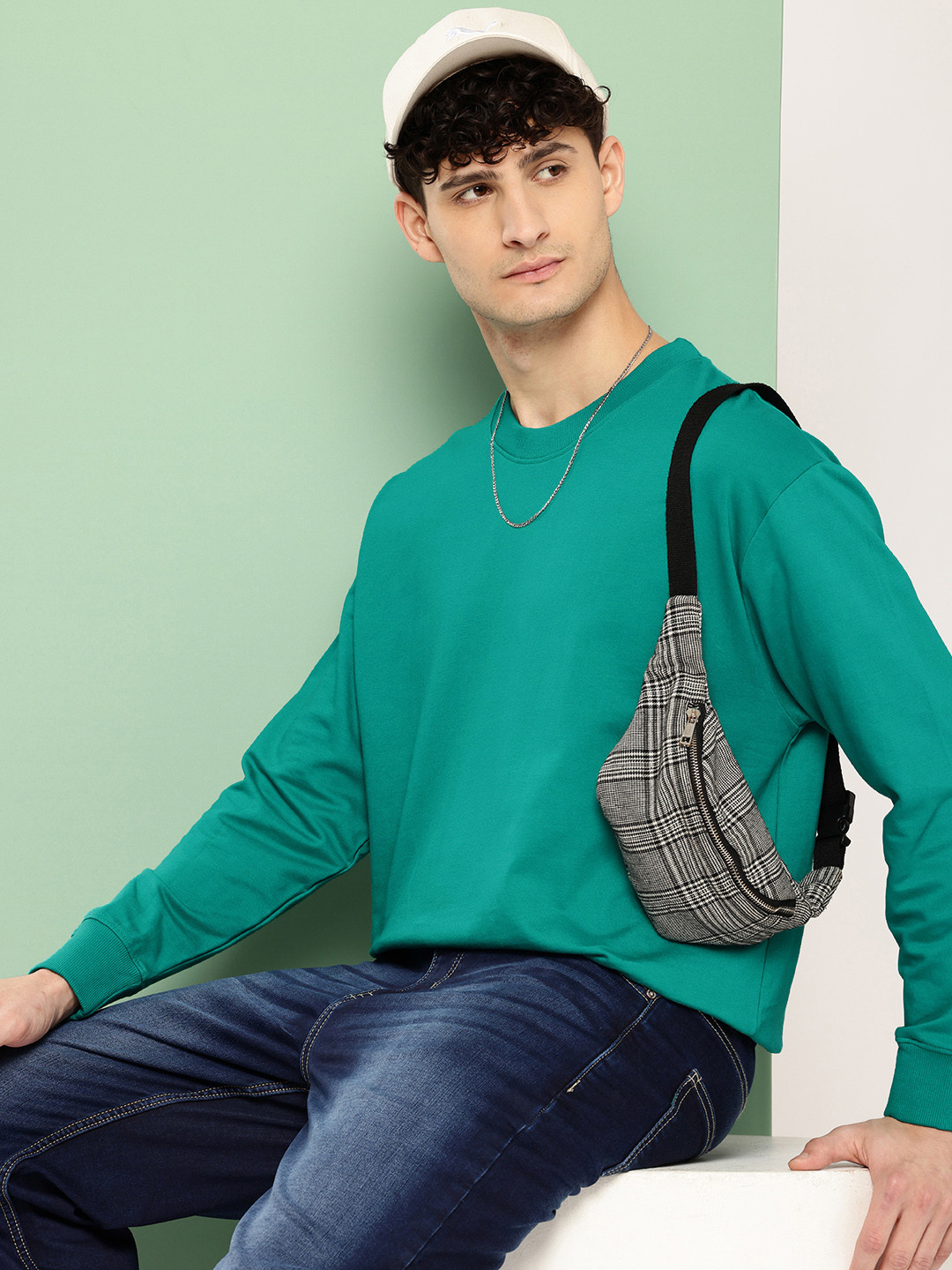 

HOPEPUNK Men Oversized Sweatshirt, Green