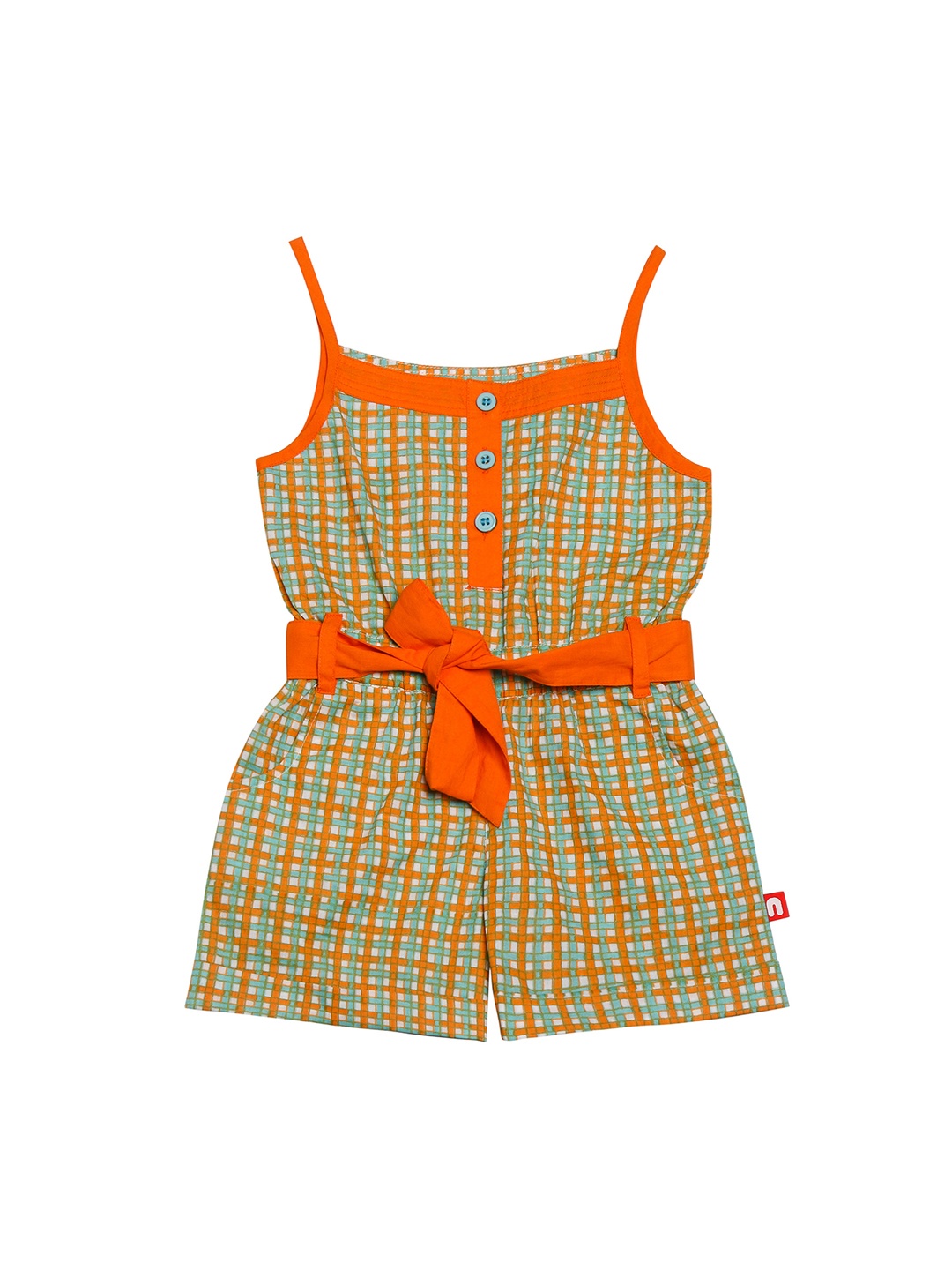 

Nino Bambino Orange Checked Organic Cotton Basic Jumpsuit