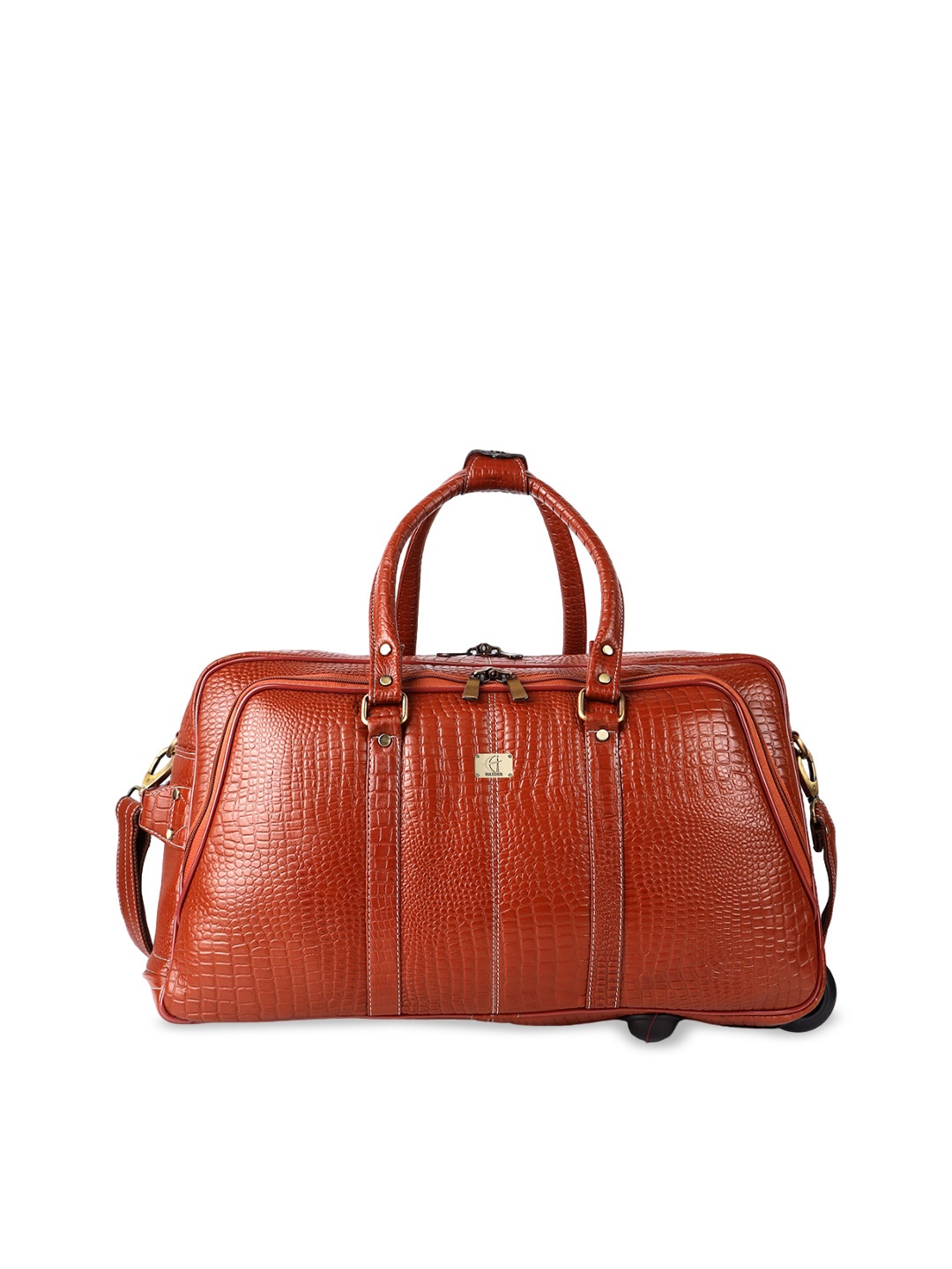 

HiLEDER Textured Leather Trolley Bag, Tan
