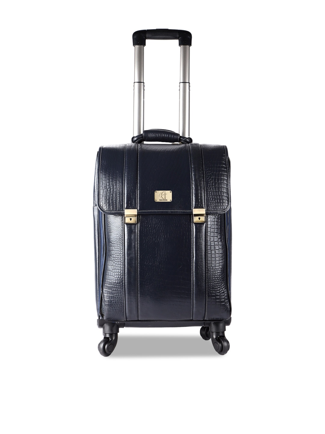 

HiLEDER Textured Leather Soft-Sided Large Trolley Bag, Blue