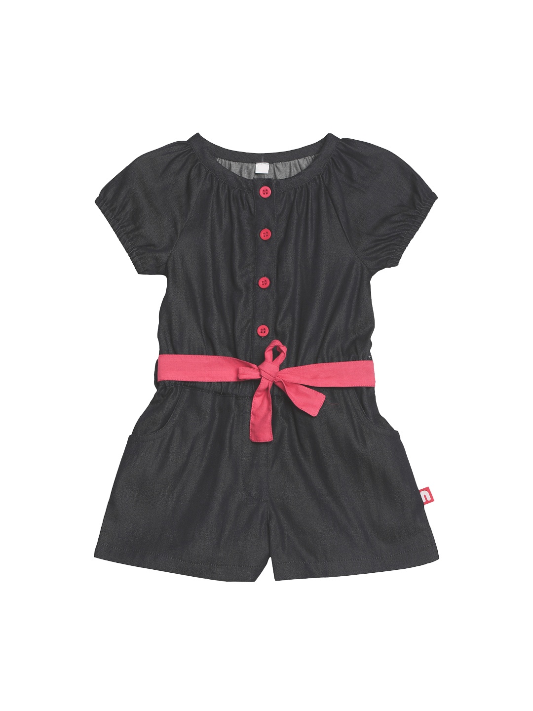 

Nino Bambino Black Organic Cotton Solid Playsuit