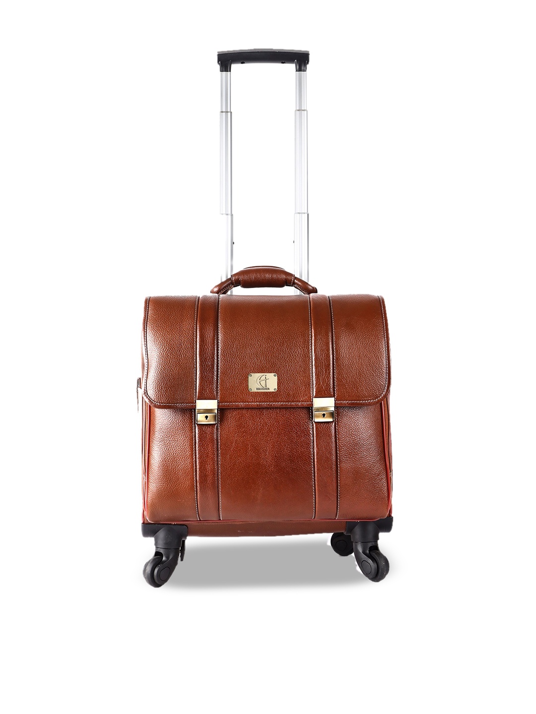

HiLEDER Textured Leather Trolley Bag, Tan