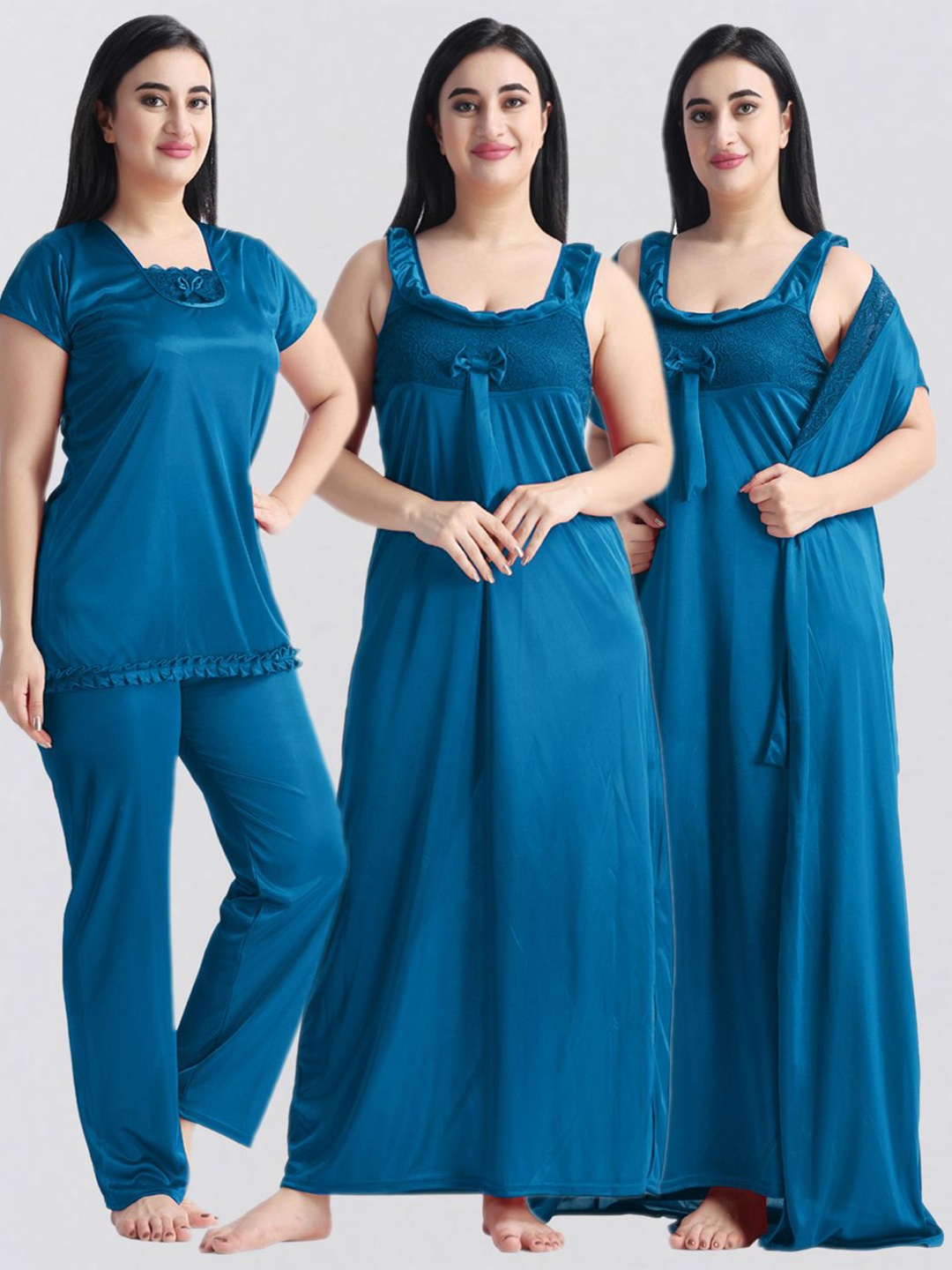 

NIGHT KEYS Maxi Nightdress, Turquoise blue