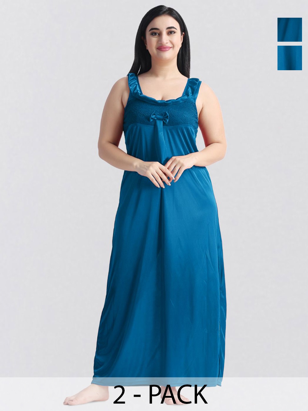 

NIGHT KEYS Maxi Nightdress, Turquoise blue