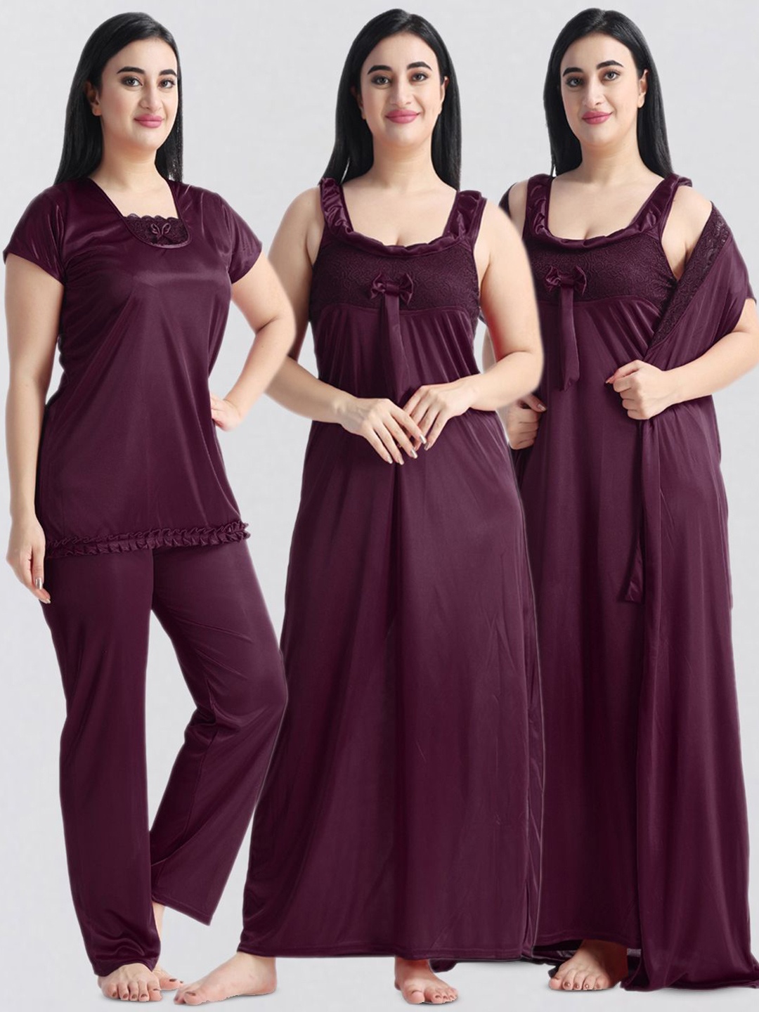 

NIGHT KEYS Maxi Nightdress, Purple