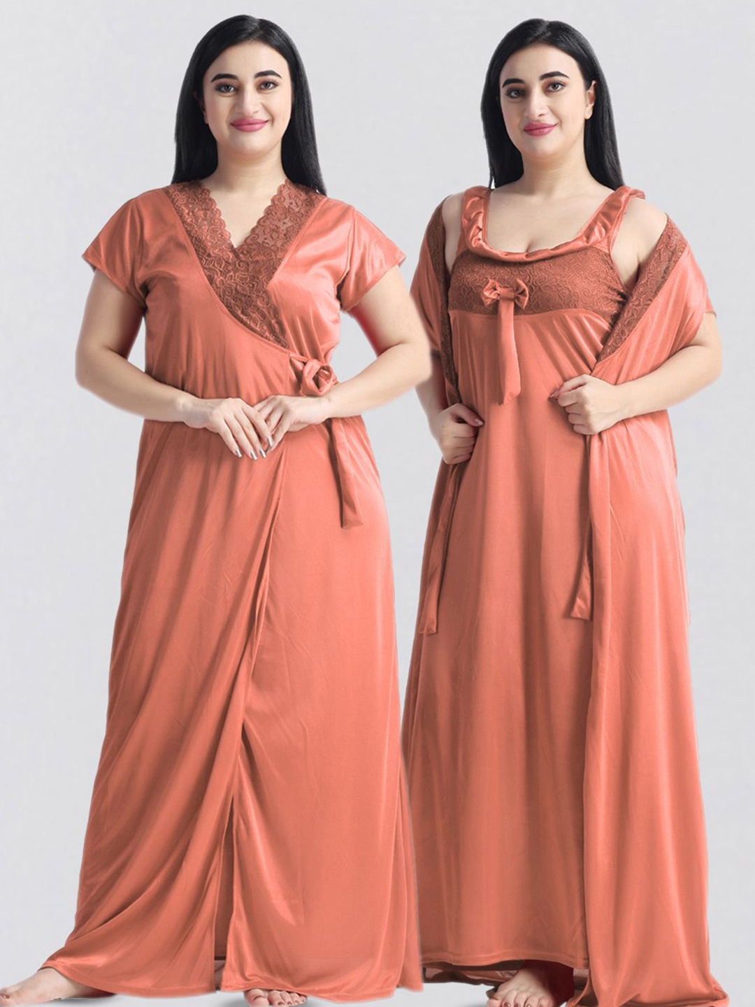 

NIGHT KEYS Maxi Nightdress, Orange