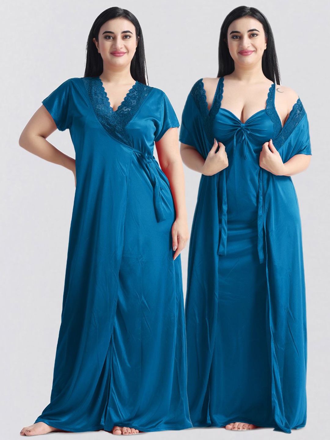 

NIGHT KEYS Maxi Nightdress, Turquoise blue