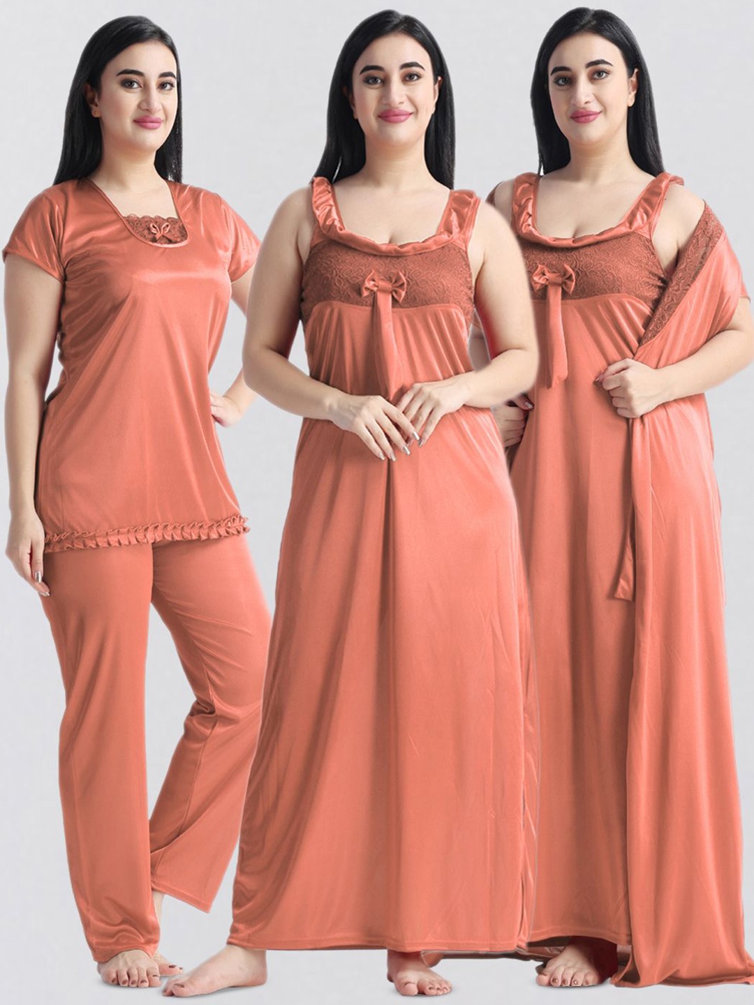 

NIGHT KEYS Maxi Nightdress, Orange