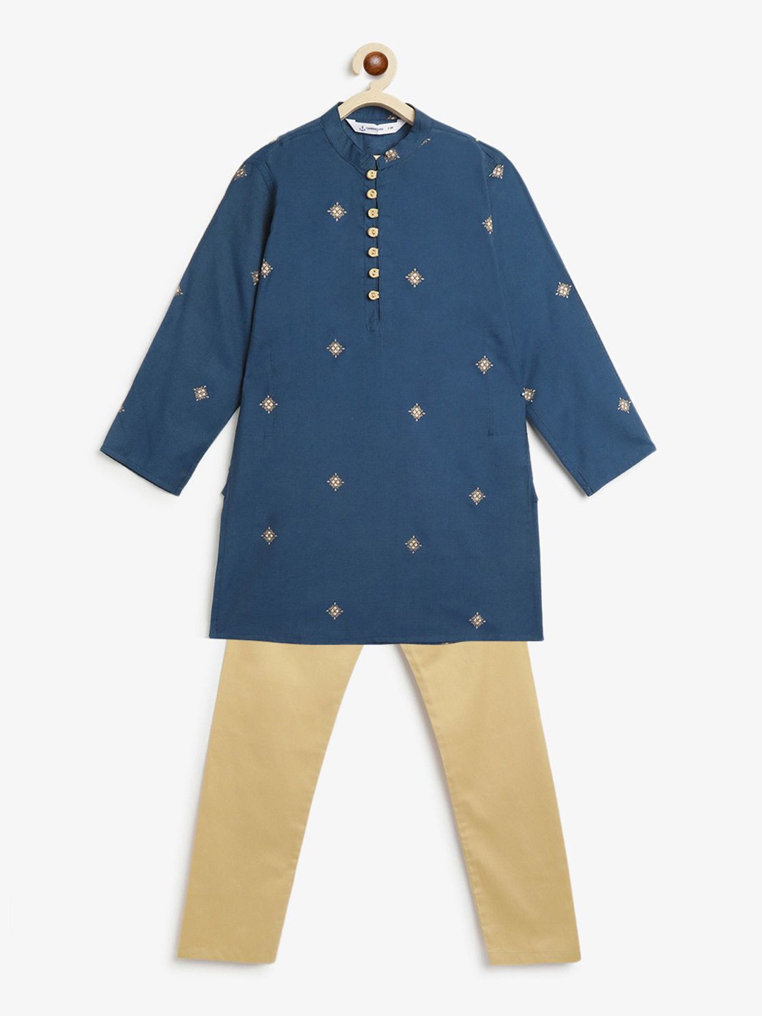 

Campana Boys Printed Regular Kurta with Pyjamas, Blue