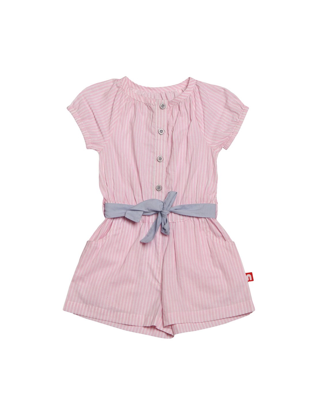 

Nino Bambino Pink Organic Cotton Striped Playsuit