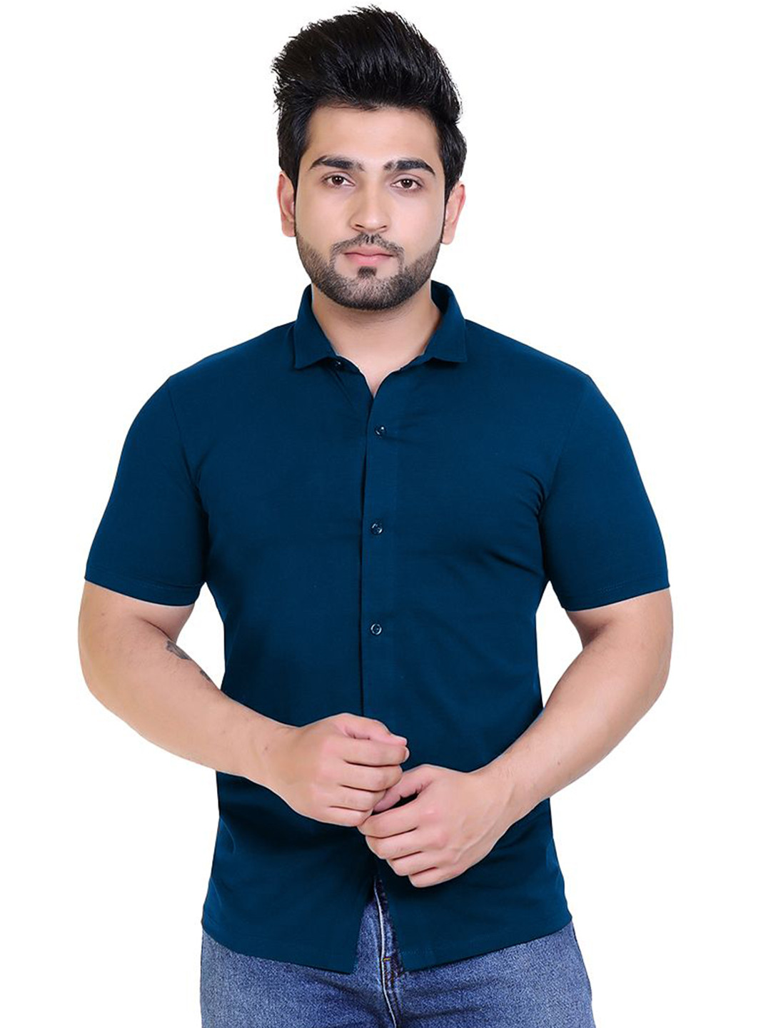 

MAZMUN Men Opaque Casual Shirt, Navy blue