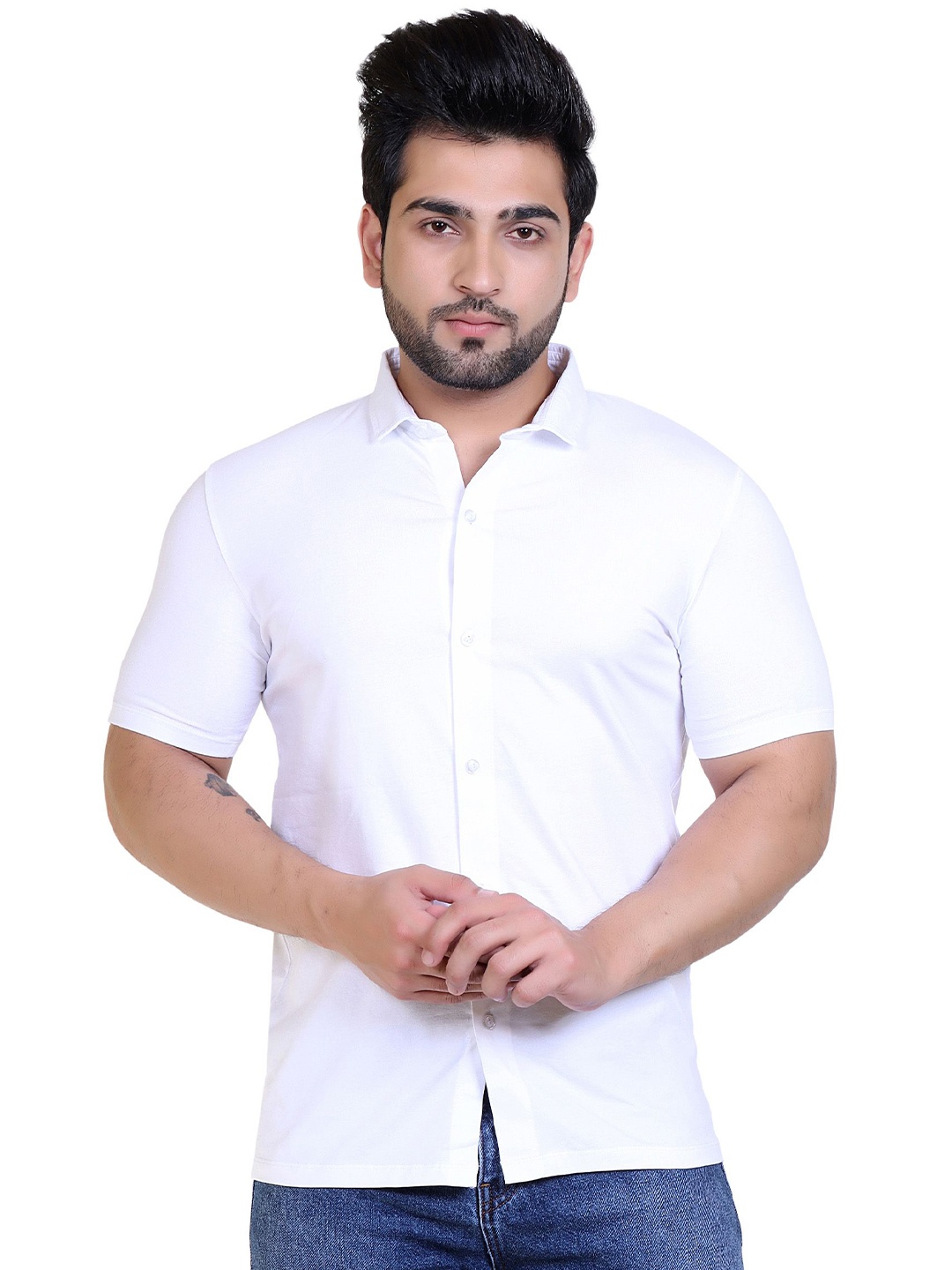 

MAZMUN Men Opaque Casual Shirt, White