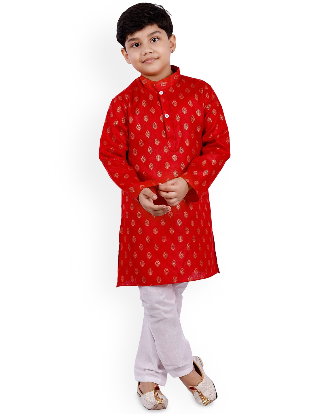 

BAESD Boys Ethnic Motifs Printed Regular Kurta with Pyjamas, Red