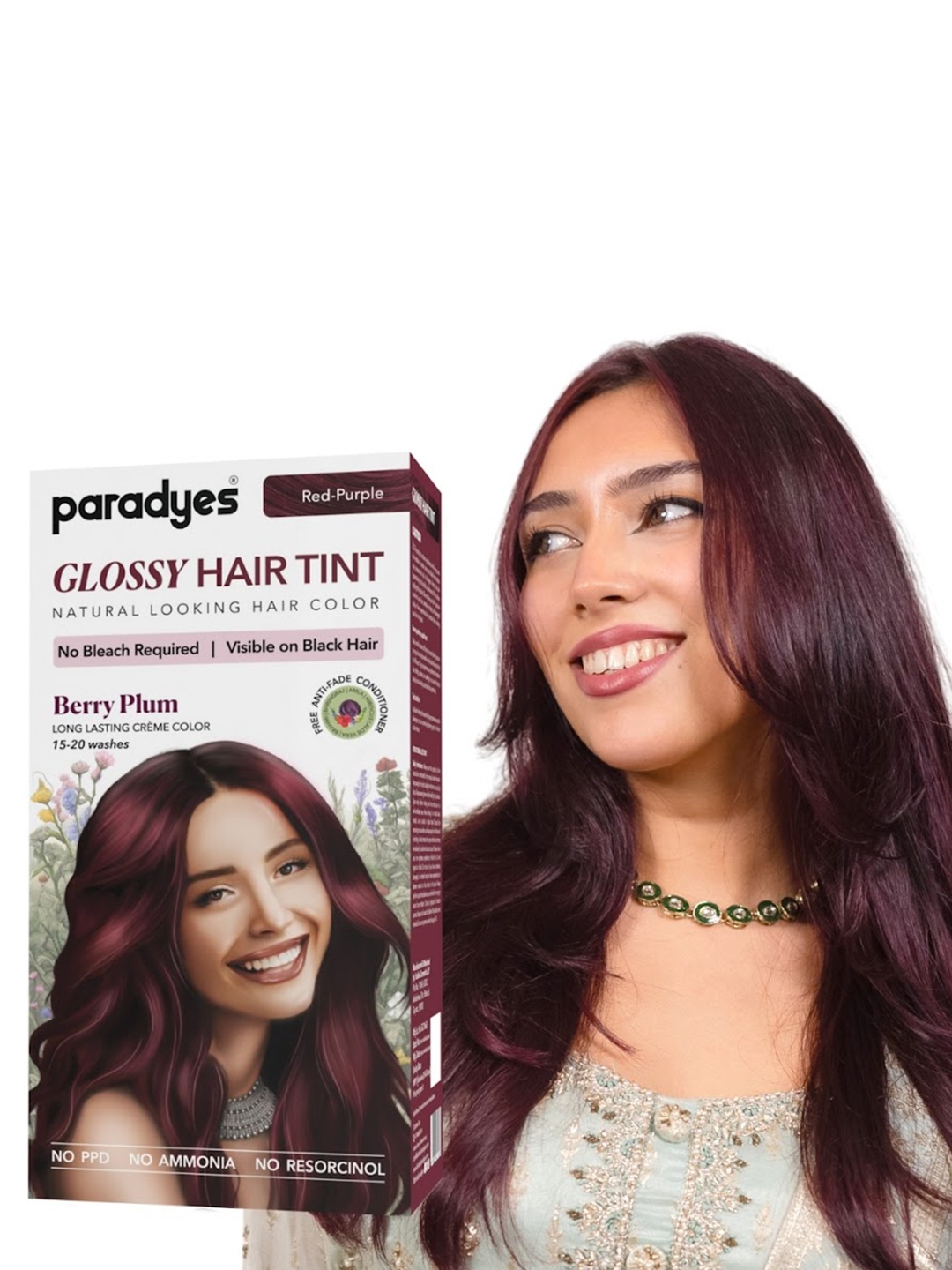 

Paradyes Glossy Hair Tint Natural Looking Long Lasting Creme Hair Color 160 g - Berry Plum, Magenta