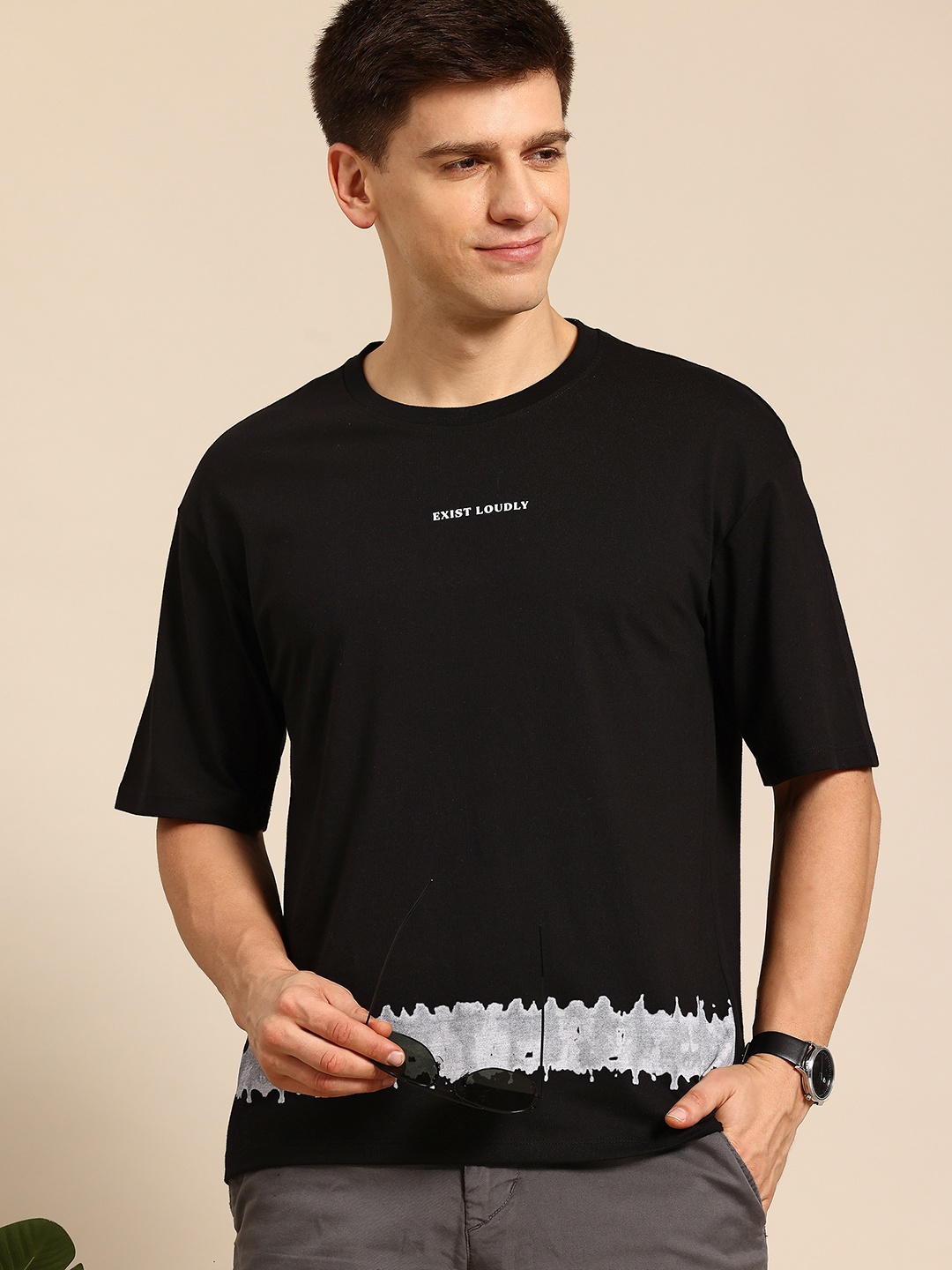 

Mast & Harbour Men Printed T-shirt, Black