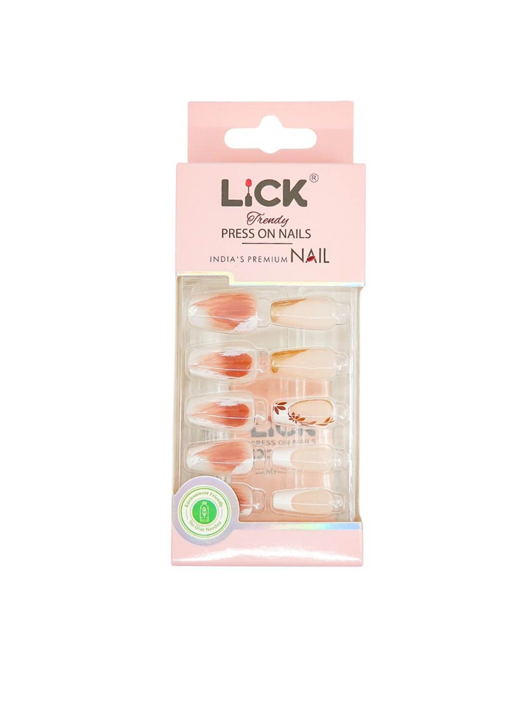 

LICK Set Of 30 Glossy Flower Print Press On Artificial Nails - Nude