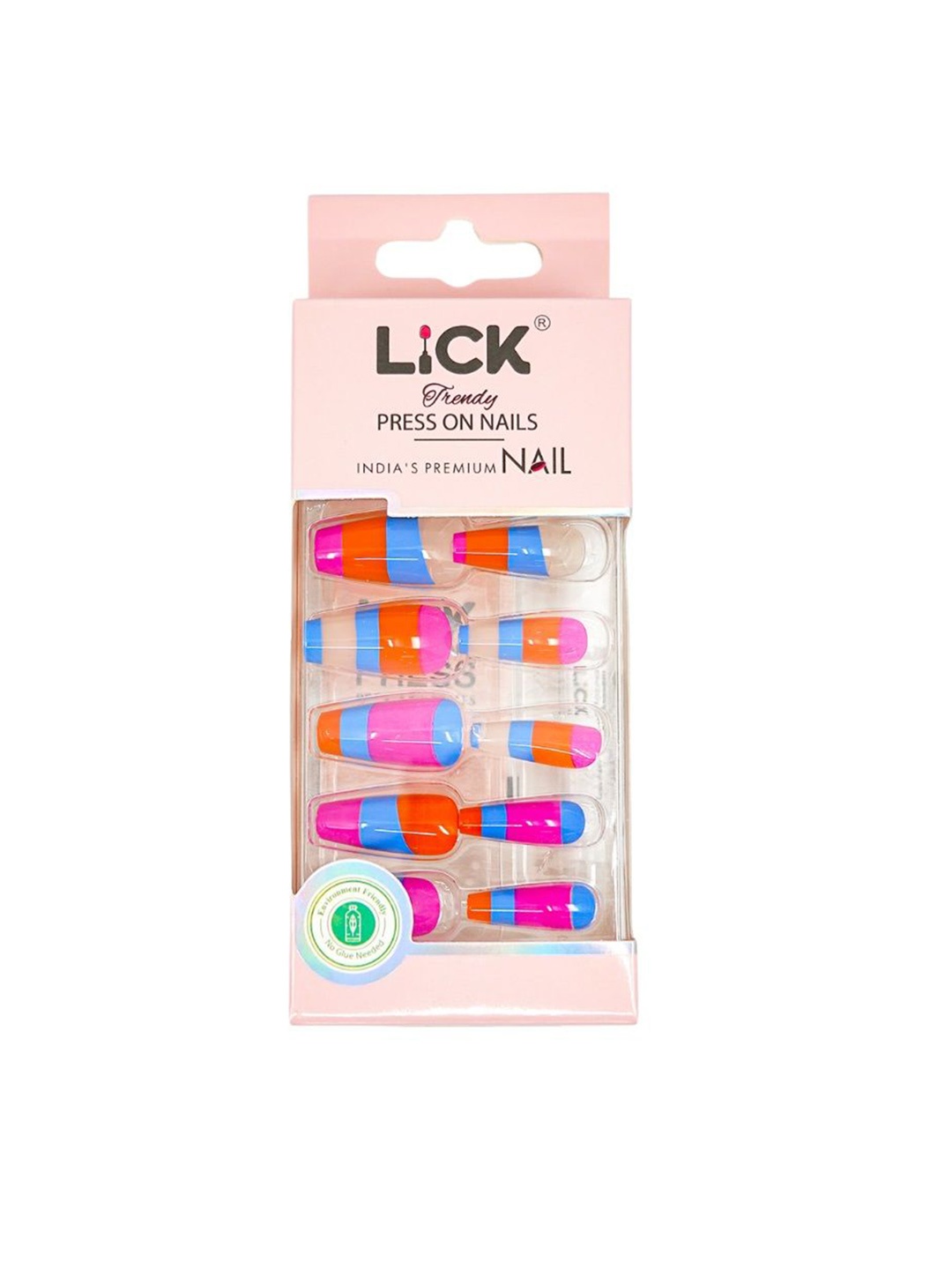 

LICK Set Of 30 Glossy Glitter Press On Artificial Nails - Multi Color