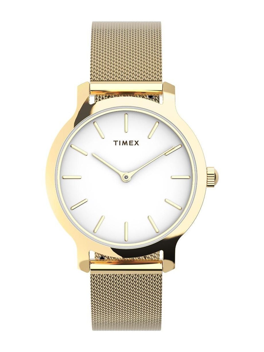 

Timex Women Brass Dial & Stainless Steel Bracelet Style Straps Analogue Watch TW2U86800, White