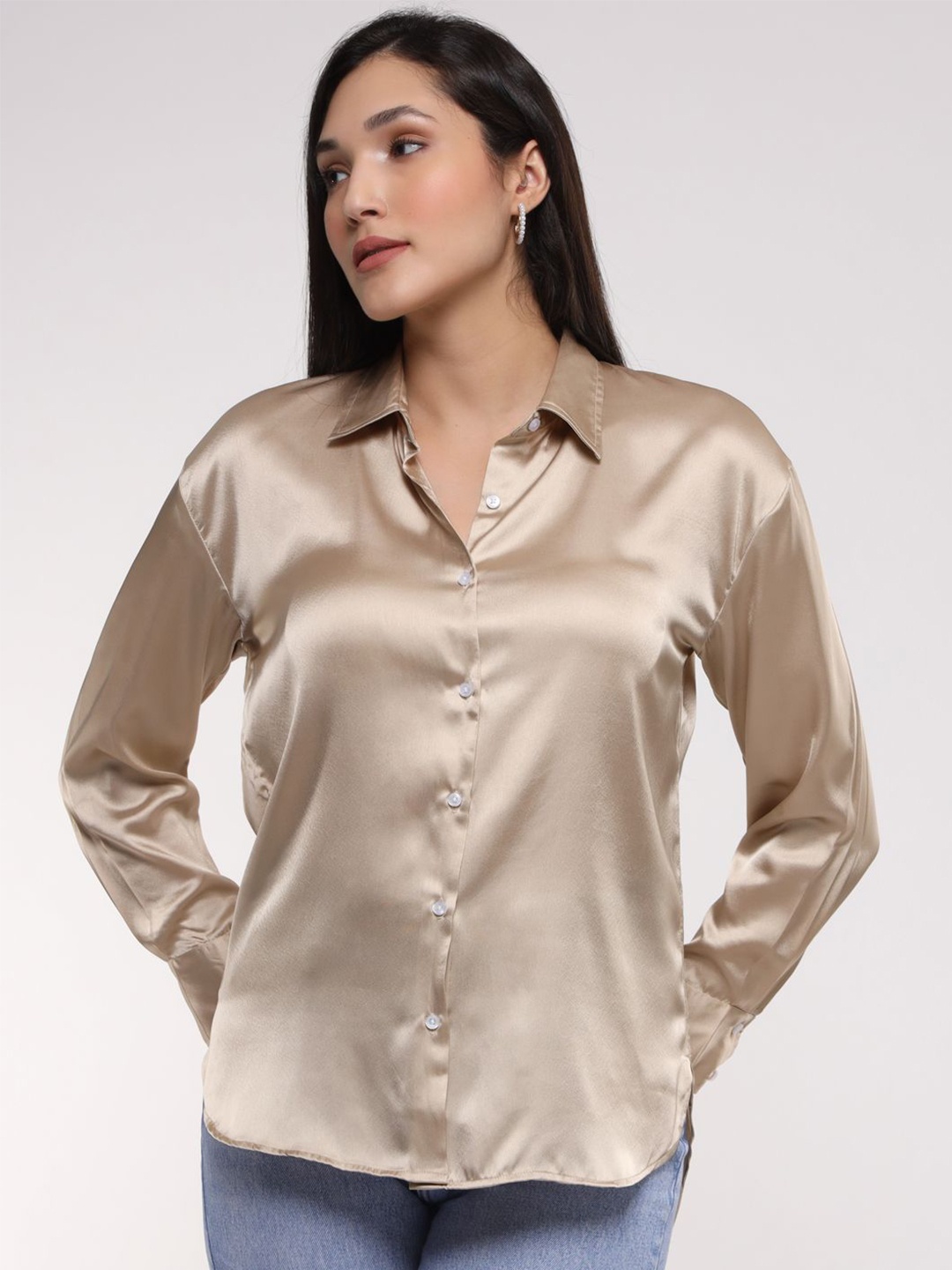 

AMSWAN Women Classic Opaque Casual Shirt, Brown
