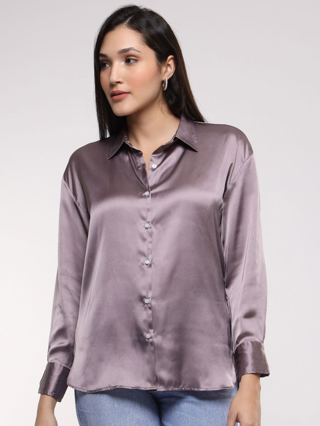 

AMSWAN Women Classic Opaque Casual Shirt, Mauve