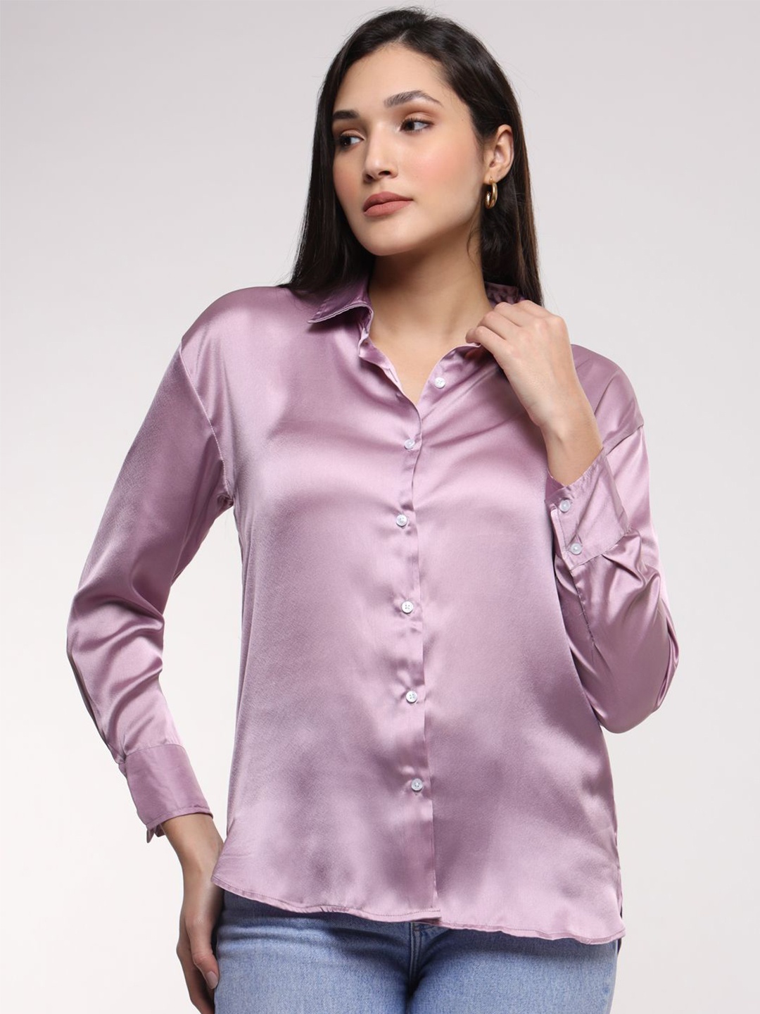 

AMSWAN Women Classic Opaque Casual Shirt, Lavender