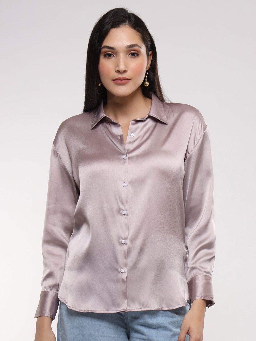 

AMSWAN Women Classic Opaque Casual Shirt, Purple
