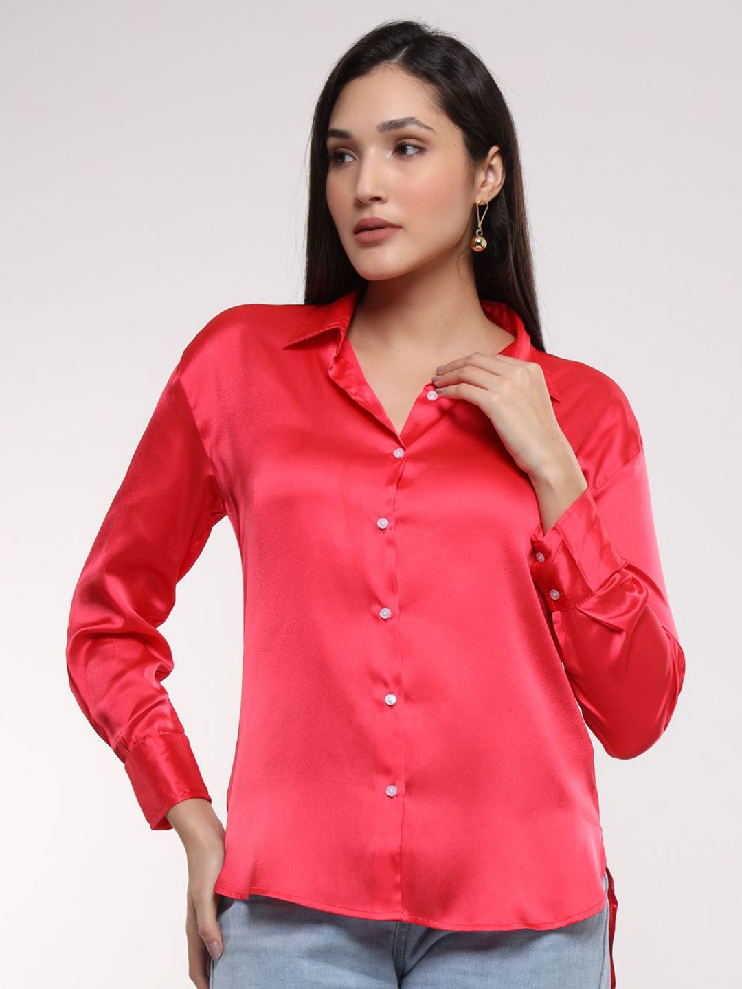 

AMSWAN Women Classic Opaque Casual Shirt, Pink