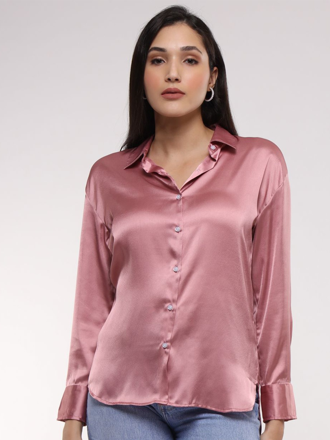 

AMSWAN Women Classic Opaque Casual Shirt, Pink