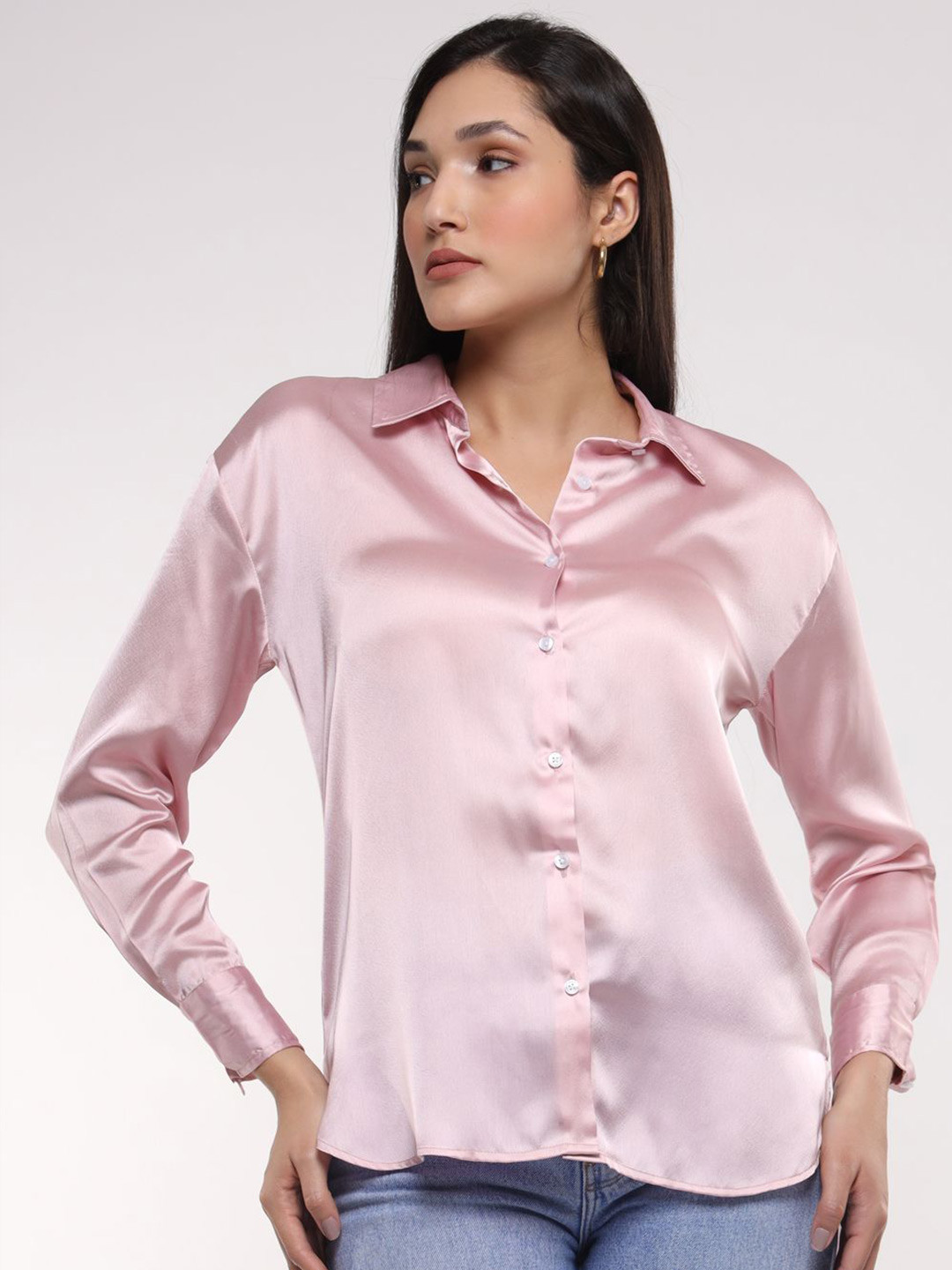 

AMSWAN Women Classic Opaque Casual Shirt, Pink