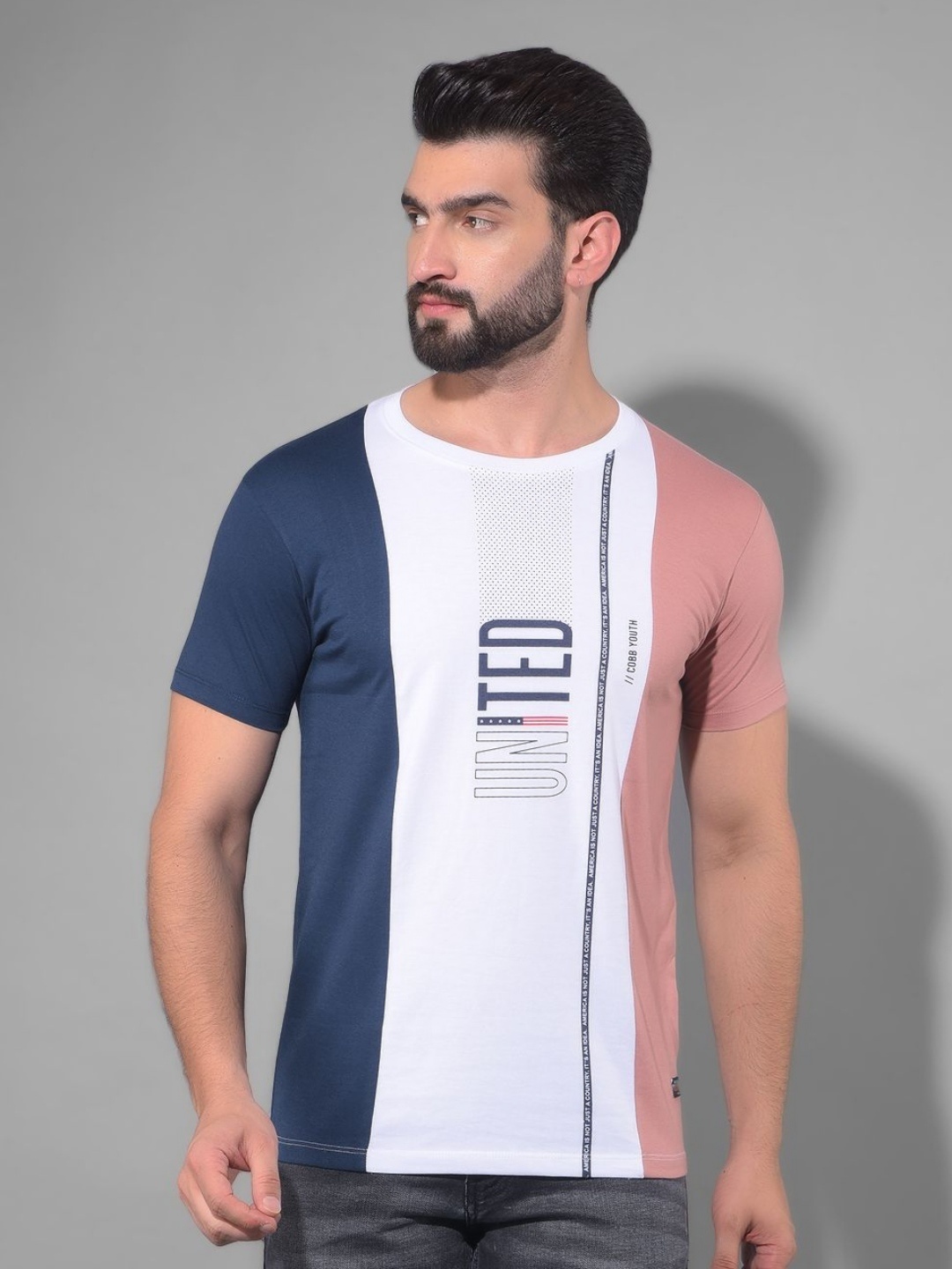

COBB Men Typography Printed Applique T-shirt, White