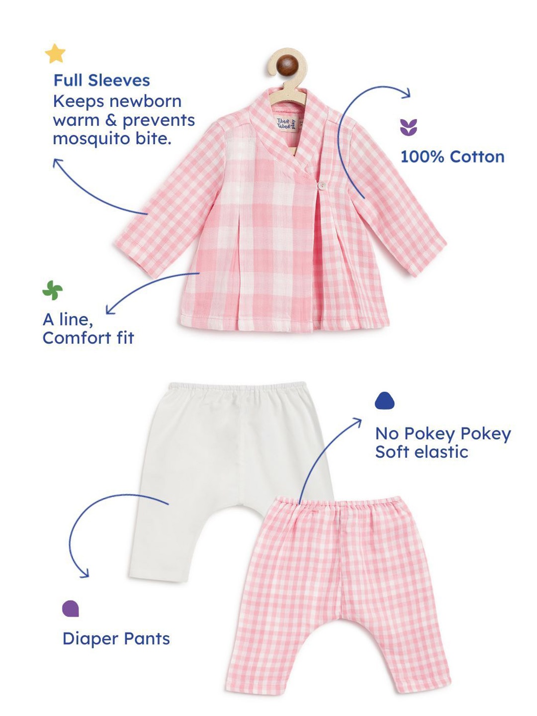 

Tiber Taber Infants 5 Pcs Pure Cotton Baby Apparel Gift Set, Pink