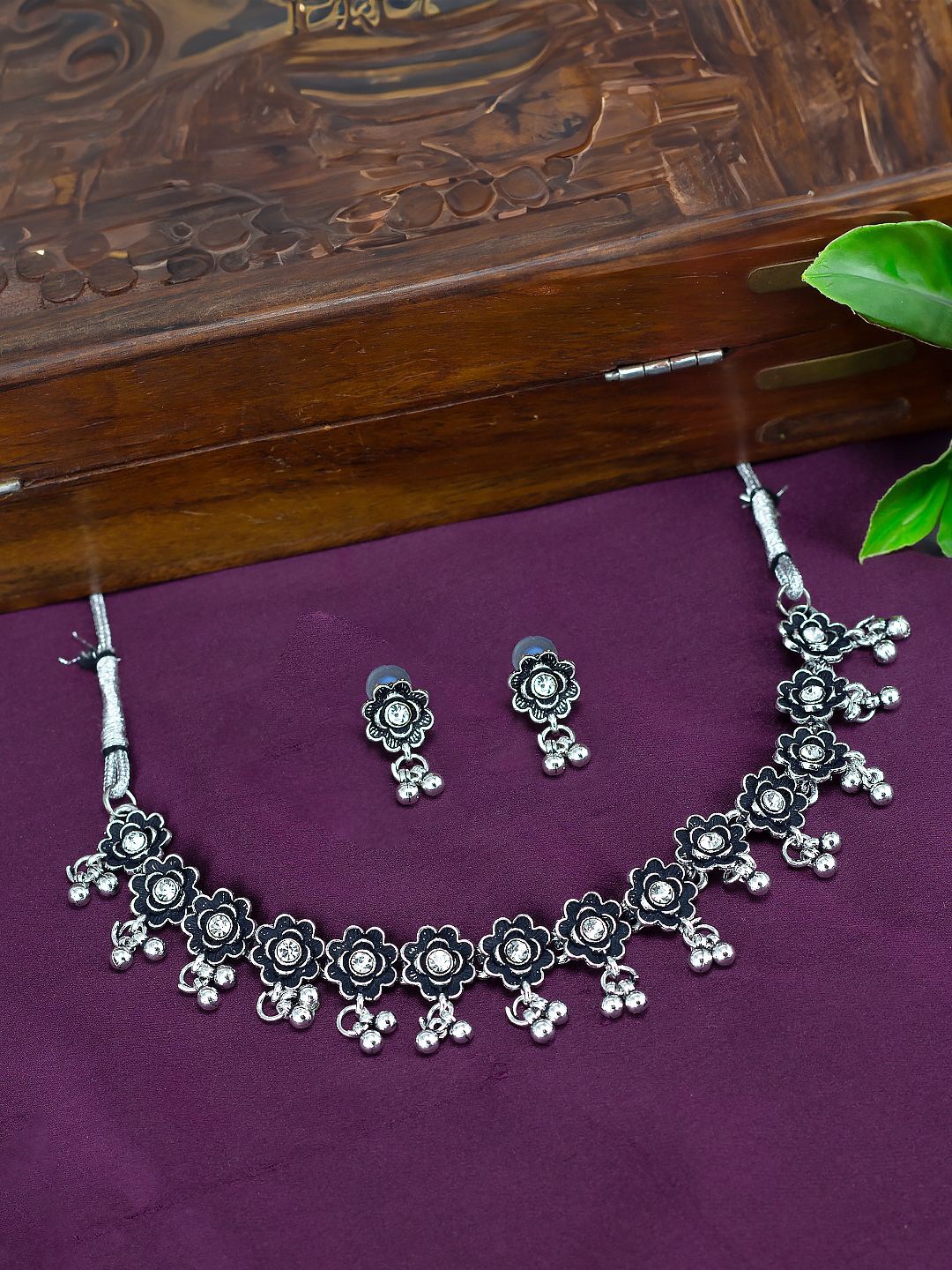 

PRIVIU CZ Studded Jewellery Set, Silver