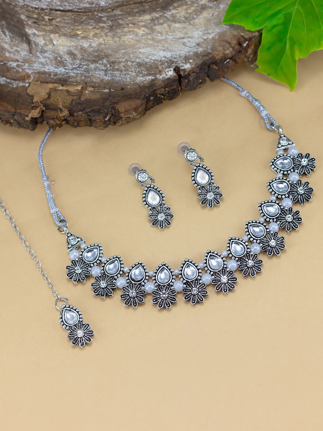 

PRIVIU Silver-Plated CZ-Studded Jewellery Set