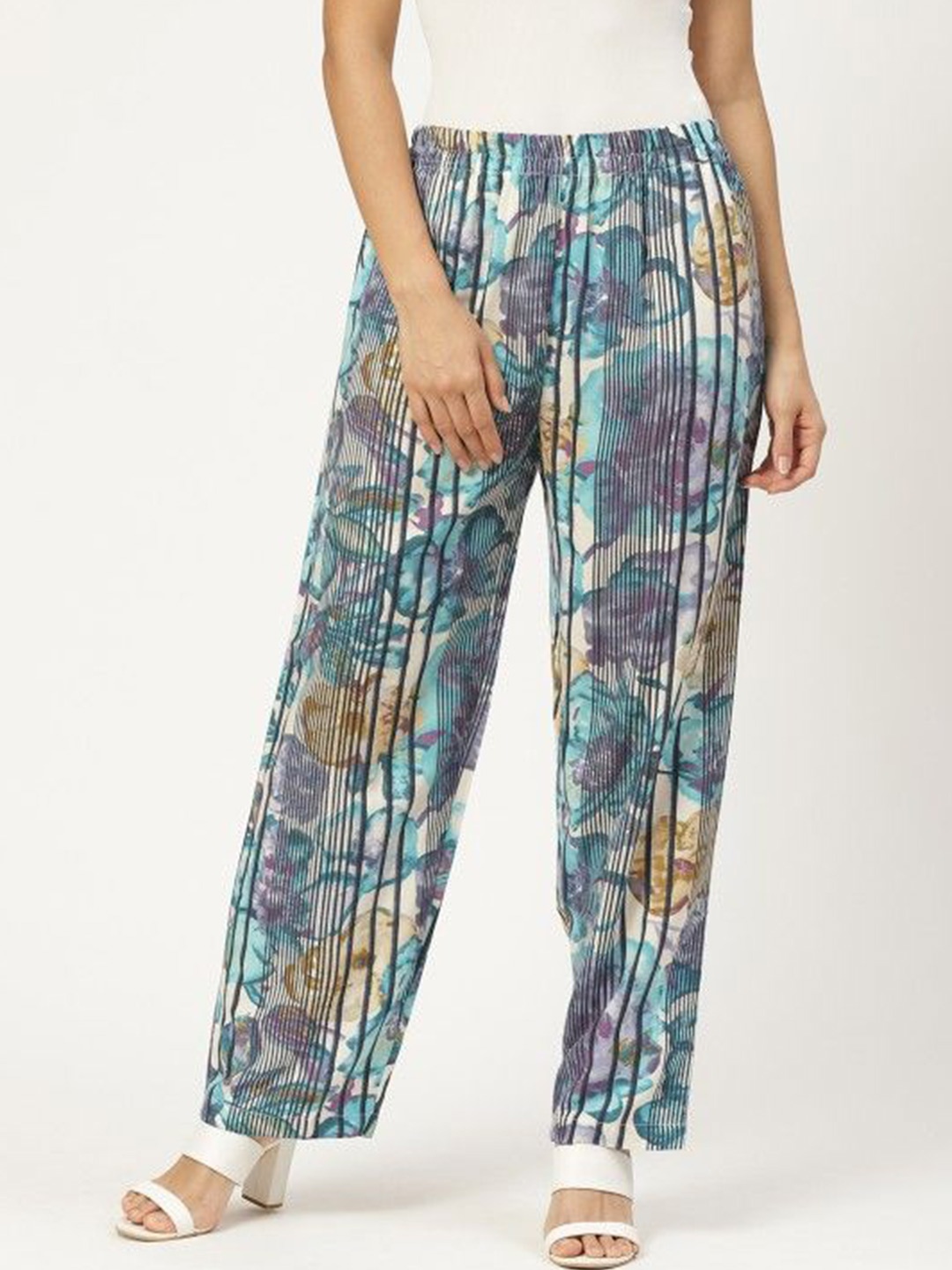 

shiloh Women Floral Printed Palazzos, Blue