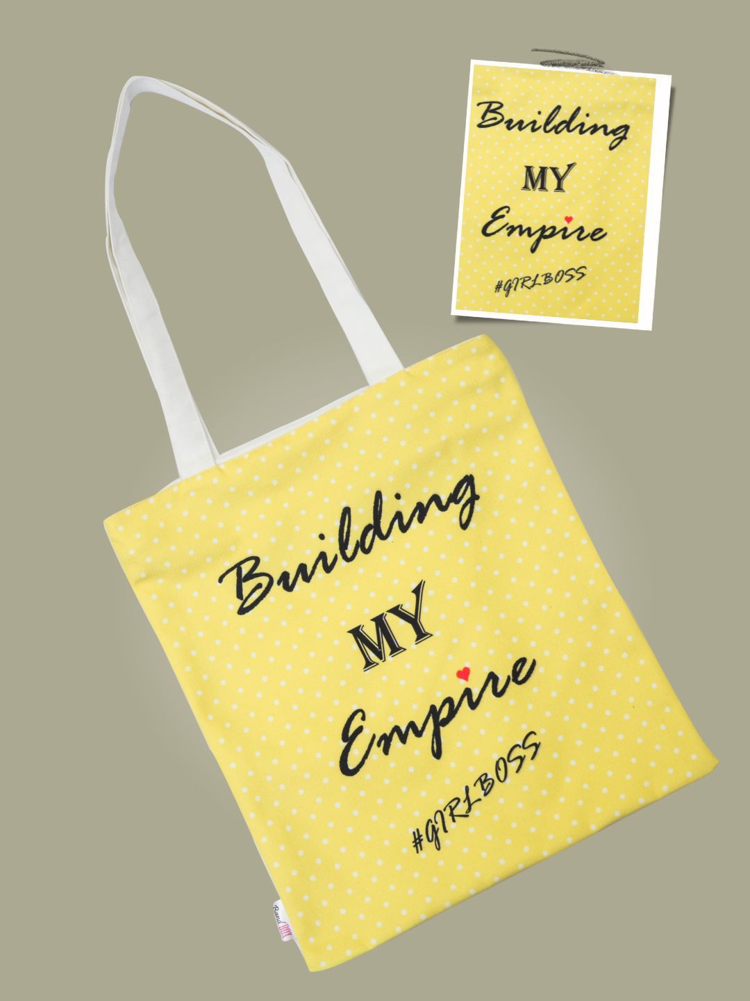 

BandBox Printed Shopper Handheld Bag with Cut Work, Yellow