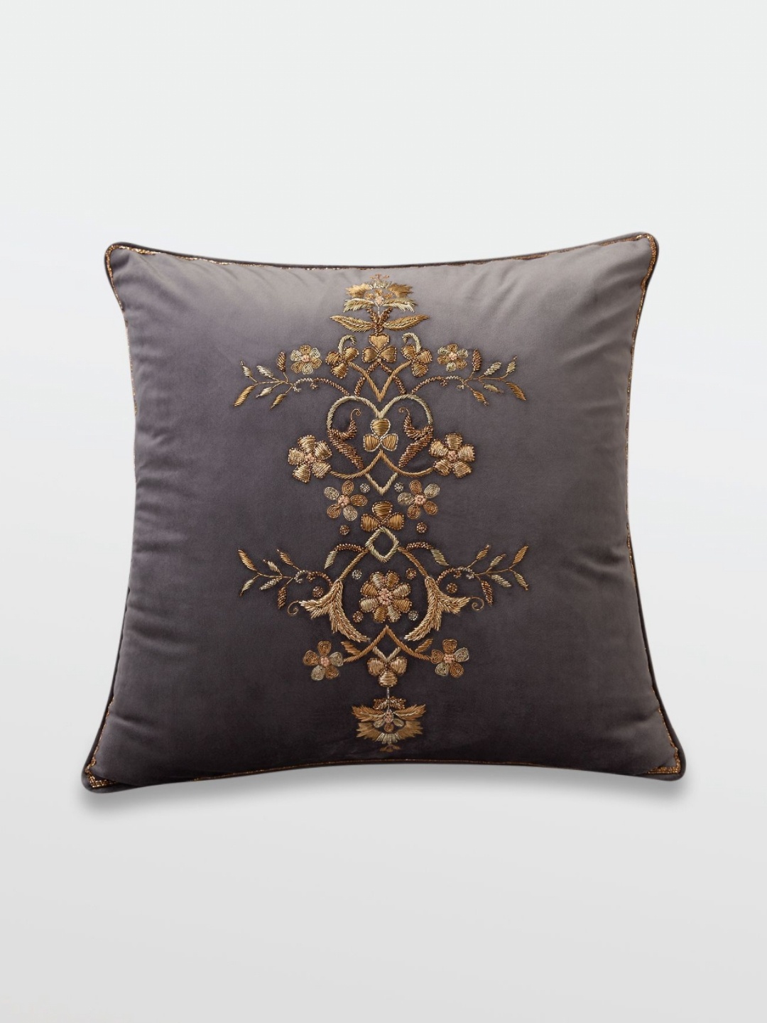 

Mirooh Charcoal Embroidered Pre-Filled Cushion